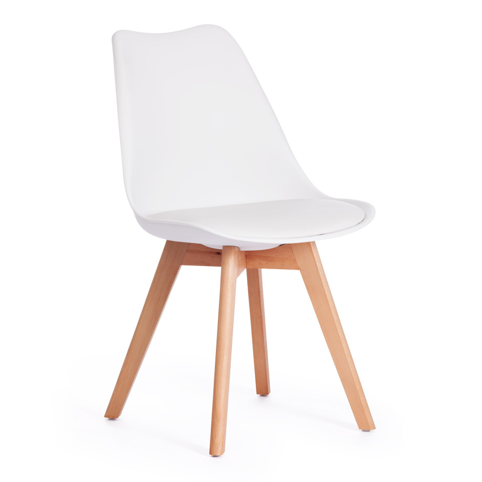 Стул TULIP (mod. 73) дерево/пластик/ПУ, 48.5*52.5*83cм, белый