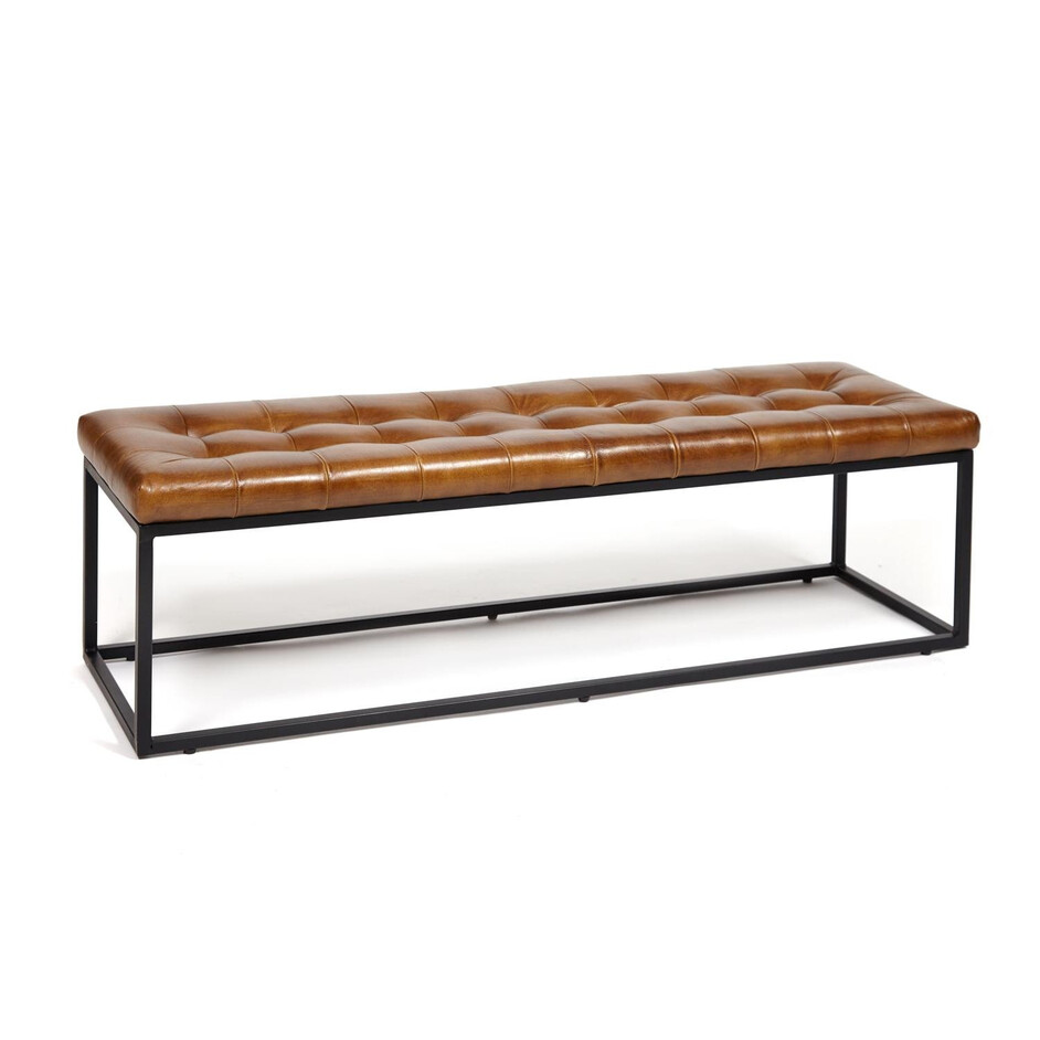 Банкетка Secret De Maison Montro ( mod. 4354) металл/кожа буйвола, 110*40*52, Античный светлый