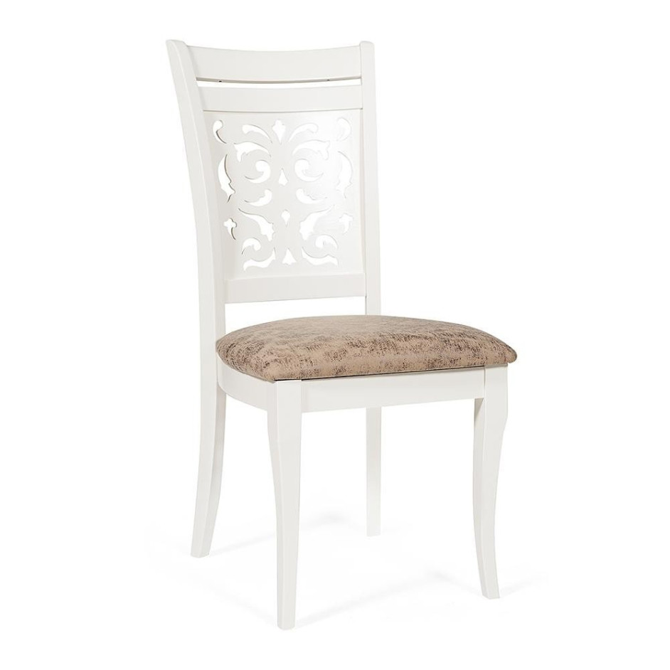 Стул Siena (SA-SC) дерево гевея, 46х59х98см, ivory white (слоновая кость 2-5), ткань античный коричневый 004-3