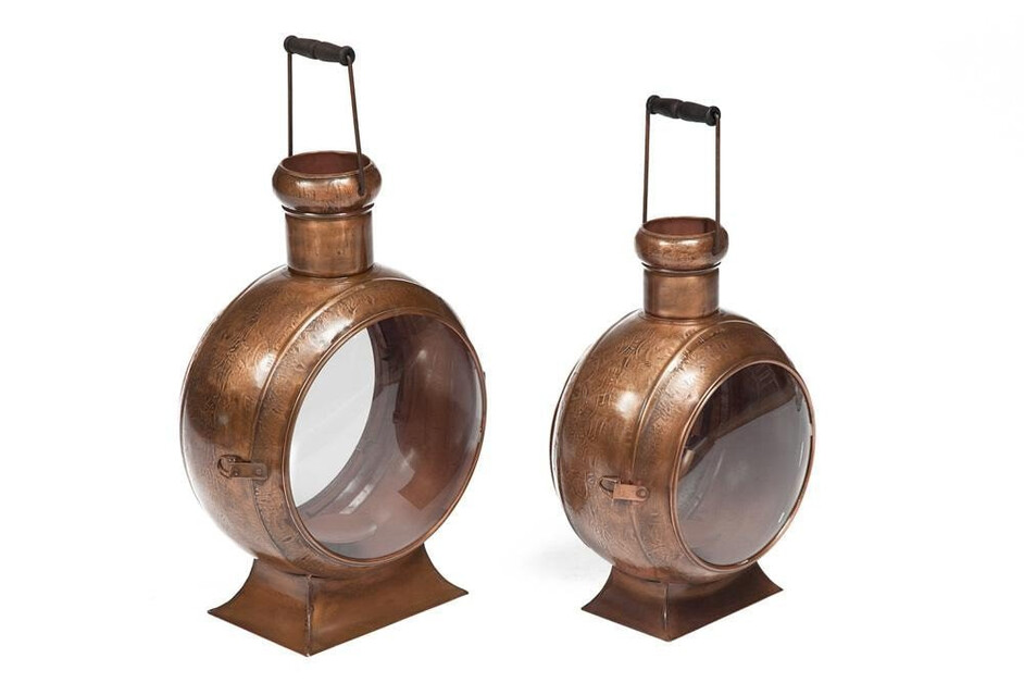Фонарь для свечей Secret De Maison LOUVRE ( комплект из 2 х ) ( mod. M-5603 ) металл/стекло, А-37*22*47, B-28*20*40, античная медь