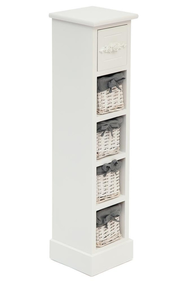 Тумба с 4 корзинами и ящиком  Secret De Maison FLORAL 5 ( mod. HX16-002NS ) paulownia, мдф, 20x20x85см, butter white (слоновая кость)