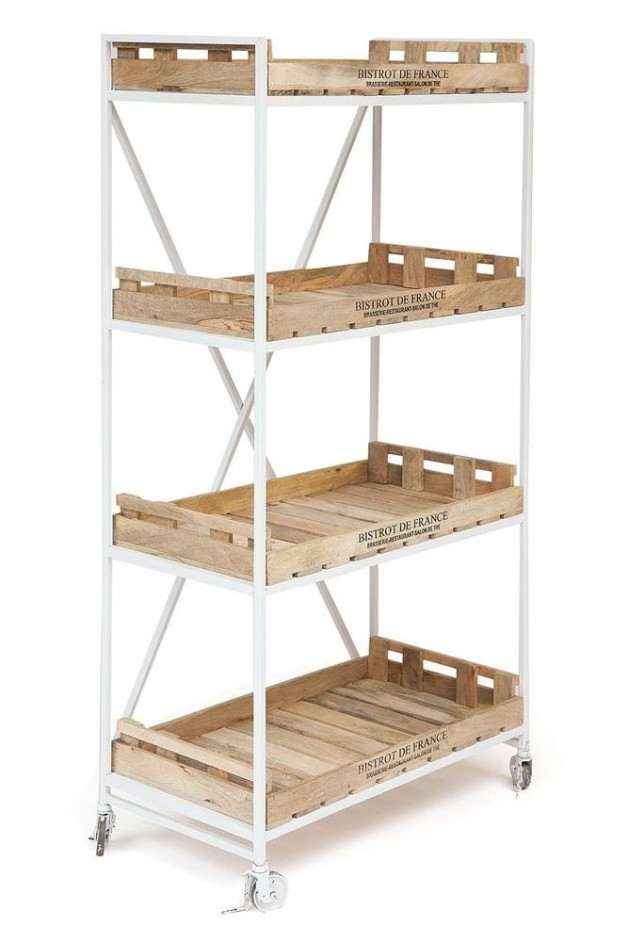 Этажерка Secret De Maison BISTROT ( mod. M-10236 ) металл/дерево манго, 158х77х40cм, Белый+Натуральный