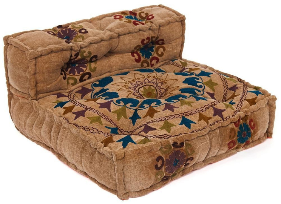 Модуль мягкий со спинкой Secret De Maison RADJA (mod. MA-103) cotton Kilim, 80х80х43см, желтый с цветами