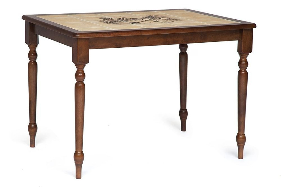 CT 3045P Стол с плиткой дерево гевея/плитка, 115 х 76 х 75, Тёмный Дуб, рисунок-Город №2