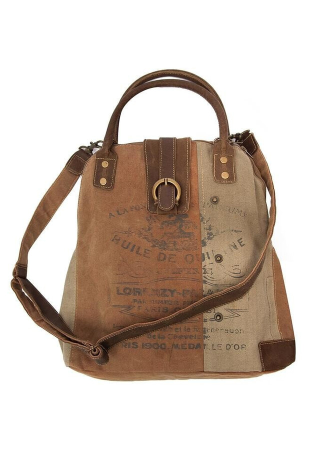 Сумка Secret De Maison LORENZY ( mod. M-6877 ) кожа буйвола / ткань хлопок, 39 х 36, коричневый, ткань: винтаж