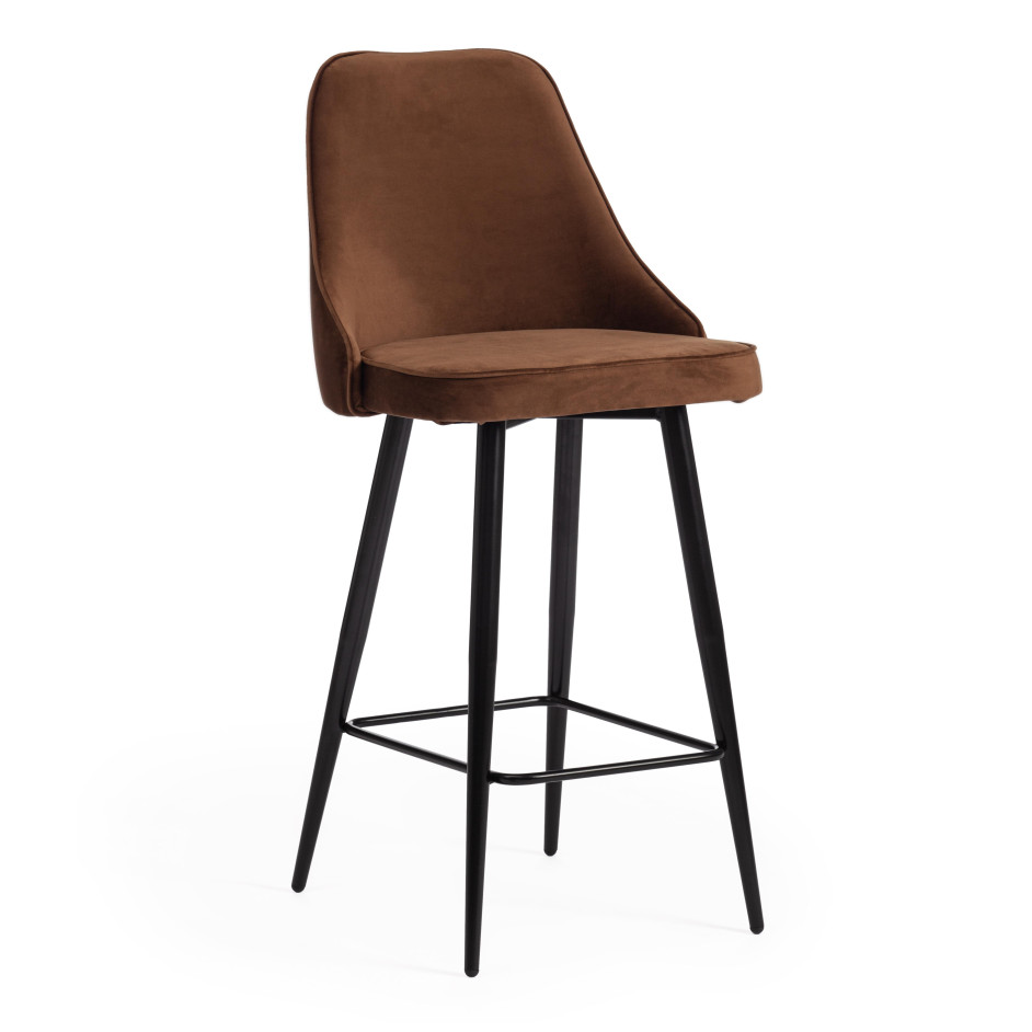 Стул барный KISH (mod. 714) ткань/металл, 50х57х110 см, высота до сиденья 78 см, коричневый barkhat 11/черный