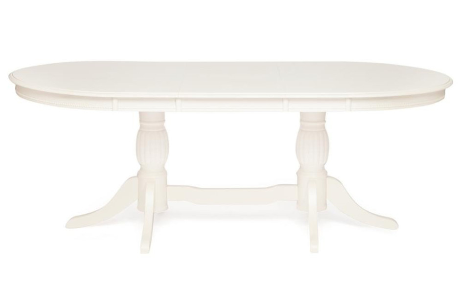 Стол обеденный LORENZO (Лоренцо) дерево гевея/мдф, 160+46x107x76 cm, pure white (402)