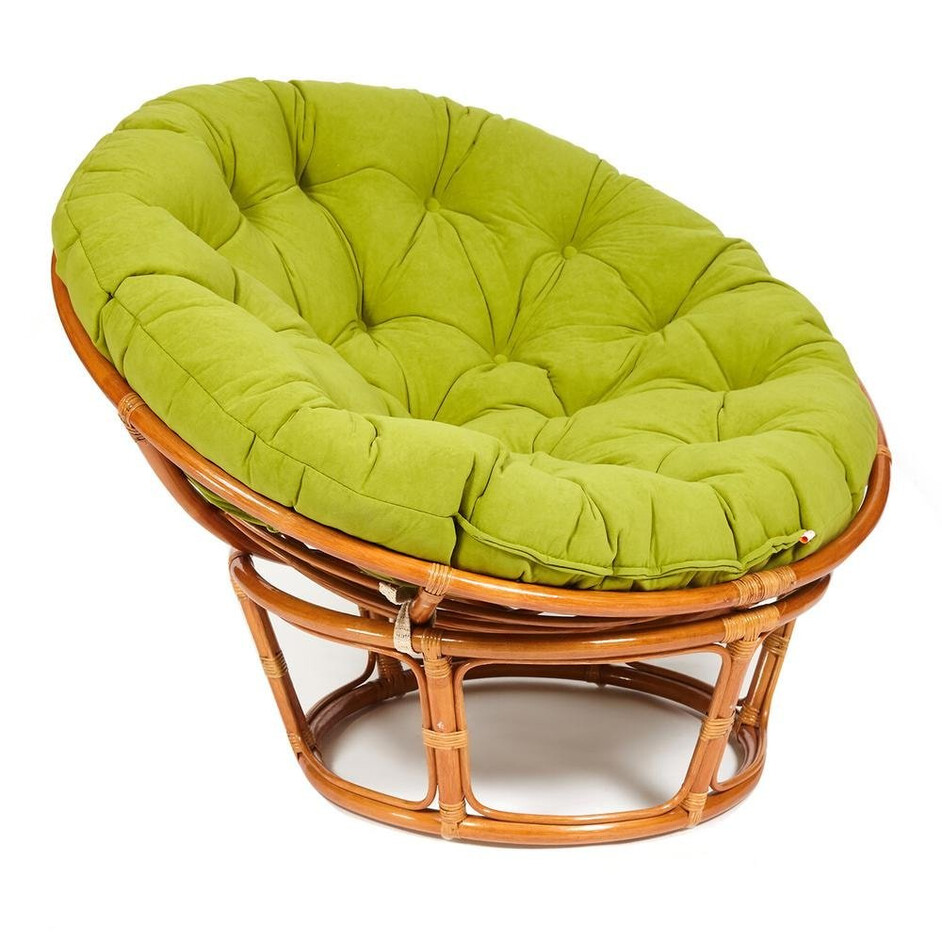 Кресло PAPASAN/ПАПАСАН 23/01 W  /с подушкой/ диаметр подушки 125 см, 115х101х104 см, Cognac (коньяк), флок Олива, 23