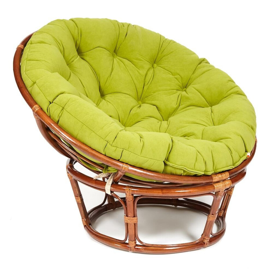 Кресло PAPASAN/ПАПАСАН 23/01 W  /с подушкой/ диаметр подушки 125 см, 115х101х104 см, Pecan (орех), флок Олива, 23