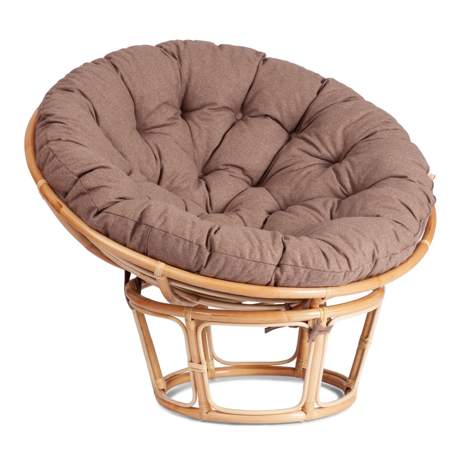 Кресло PAPASAN ECO/ПАПАСАН ЭКО P115-1/SP STD /c подушкой, ремешками/ Natural (натуральный), экошерсть Коричневый, 1811-5