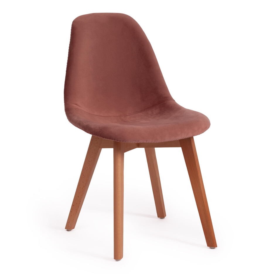 Стул Синди Софт/Cindy Soft (мод.C1021F1)/1 шт. в упаковке вельвет/дерево бук, 53 х 45 х 81 см , коралловый (HLR 44)/натуральный