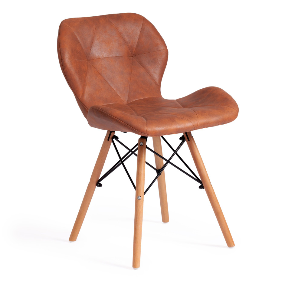Стул STUTTGART (mod. 74) / 1 шт. в упаковке экокожа/дерево береза/металл, 50 х 47 х 73 см, античный коричневый RH02-13/натуральный
