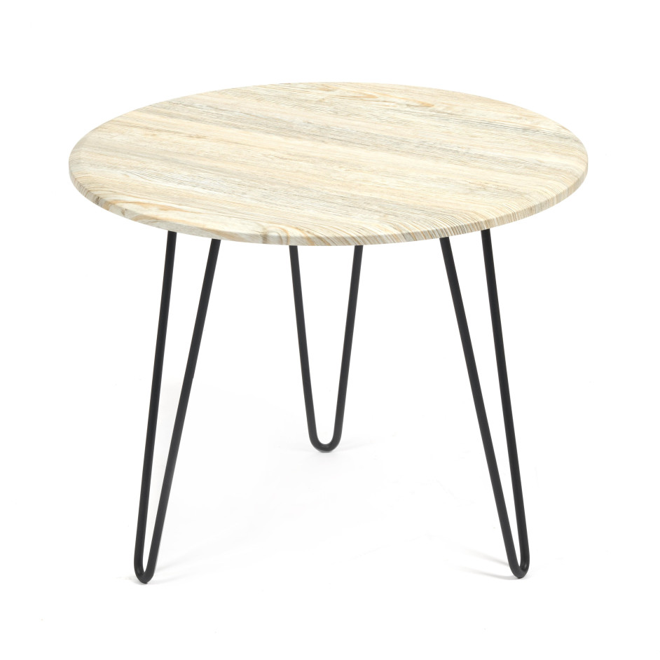 Стол журнальный HURON МДФ/металл, 55*55*45 см, Скания натуральная (ножки черные)