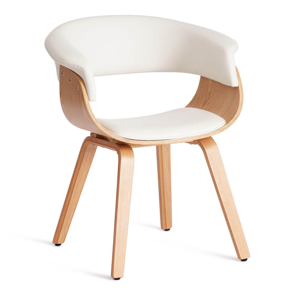 Стул VIMTA (mod.8021) дерево / экокожа, 69х56х77 см, натуральный/белый