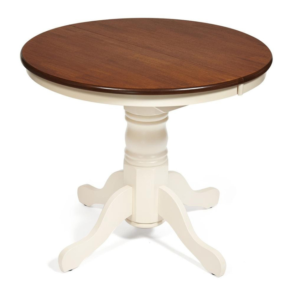 Стол NAVARRESE (mod. E-R36R+12AV NMO-2A) дерево гевея/мдф, 90+30х76см, rustic oak+cream (дуб+кремовый)