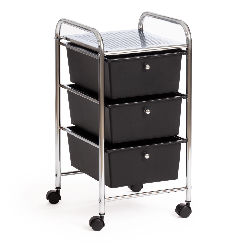 Столик c 3 ящиками для хранения  NY-3296-3 металл/пластик, 33*39*65 см, хром/черный