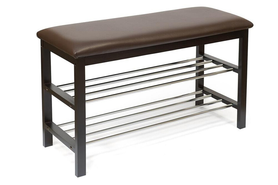Обувница SR-0628 дерево/металл/экокожа, 81х31х49см, коричневый