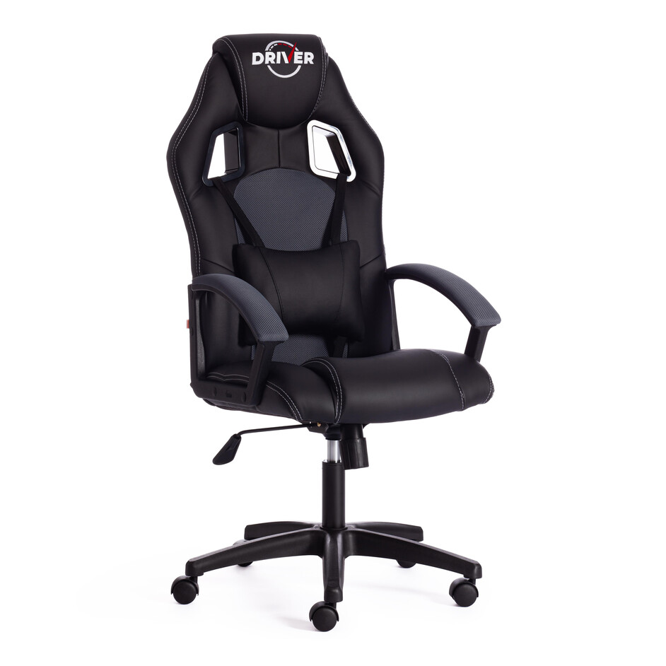 Кресло Driver/Драйвер кож/зам/ткань, черный/серый, 36-6/12