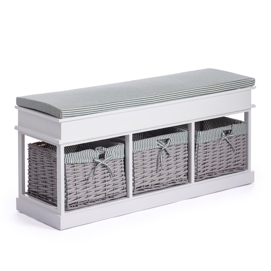 Обувница с 3-я корзинами и ящиком Secret De Maison SEIGE ( mod. SH-82301 ) дерево павловния, мдф, 110x35x50см, white (белый)