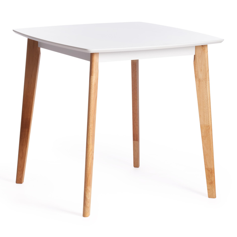 Стол обеденный Claire квадратный дерево гевея, МДФ, 80 x 80 x 75см , White (Белый) / Natural (натуральный)