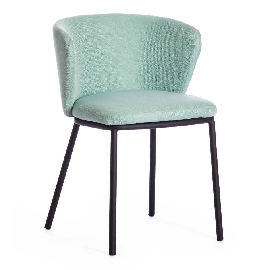 Стул MANDY (mod. 0139131) металл/ткань, 53х55х76 см, бирюзовый HERITAGE-1061 WATER/черный