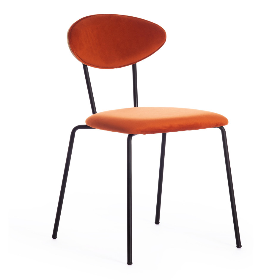 Стул NEO (mod. 0139014) металл/вельвет, 44х54х79 см, оранжевый S108 (126 BRICK)/черный