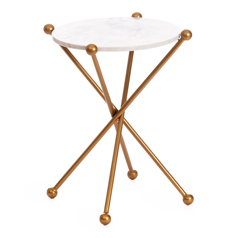 Столик кофейный Secret De Maison TRIXY ( mod. 19993 ) алюминиевый сплав/мрамор, 48*48*56 см, золотой/gold