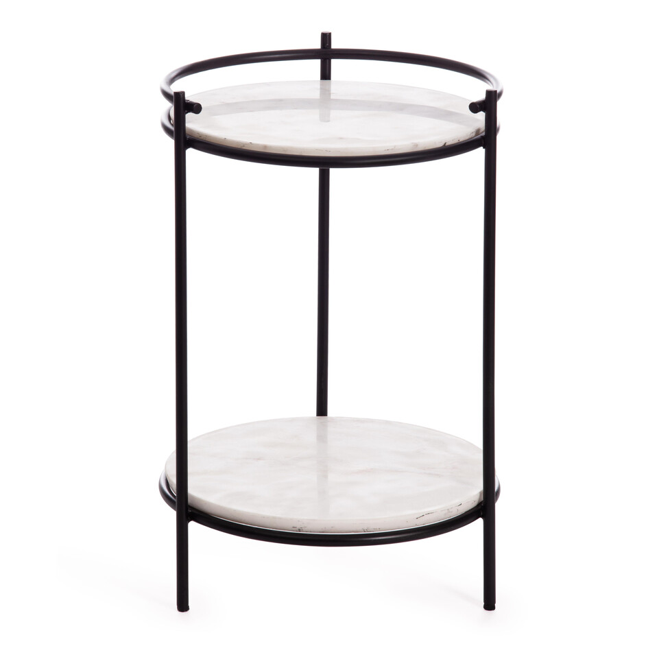 Столик кофейный Secret De Maison FASELIS ( mod. 11886 ) алюминиевый сплав/мрамор, 38*38*56 см, черный/белый мрамор