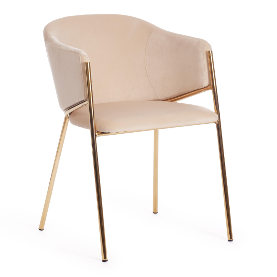 Кресло KRONOS (mod. 8158) металл/вельвет, бежевый/золотые ножки, V062-4