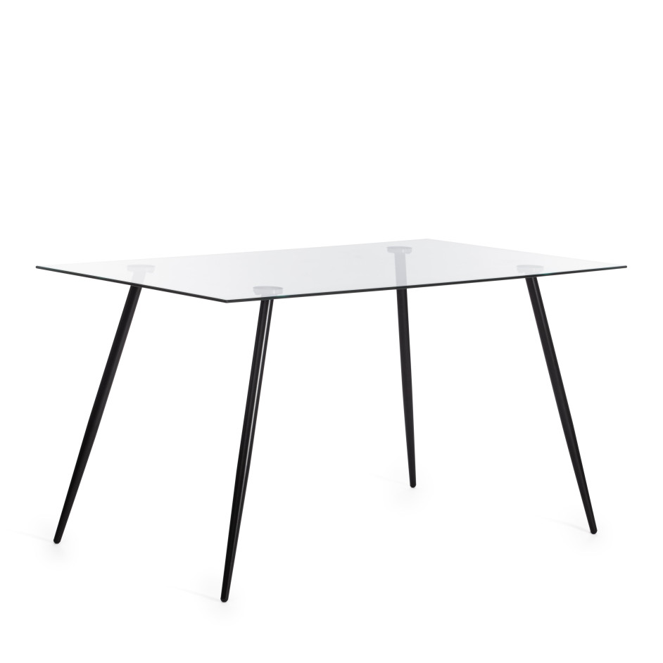 Стол SOPHIA (mod. 5003) металл/стекло (8мм), черный / прозрачный , 140 х 80 х 75 см