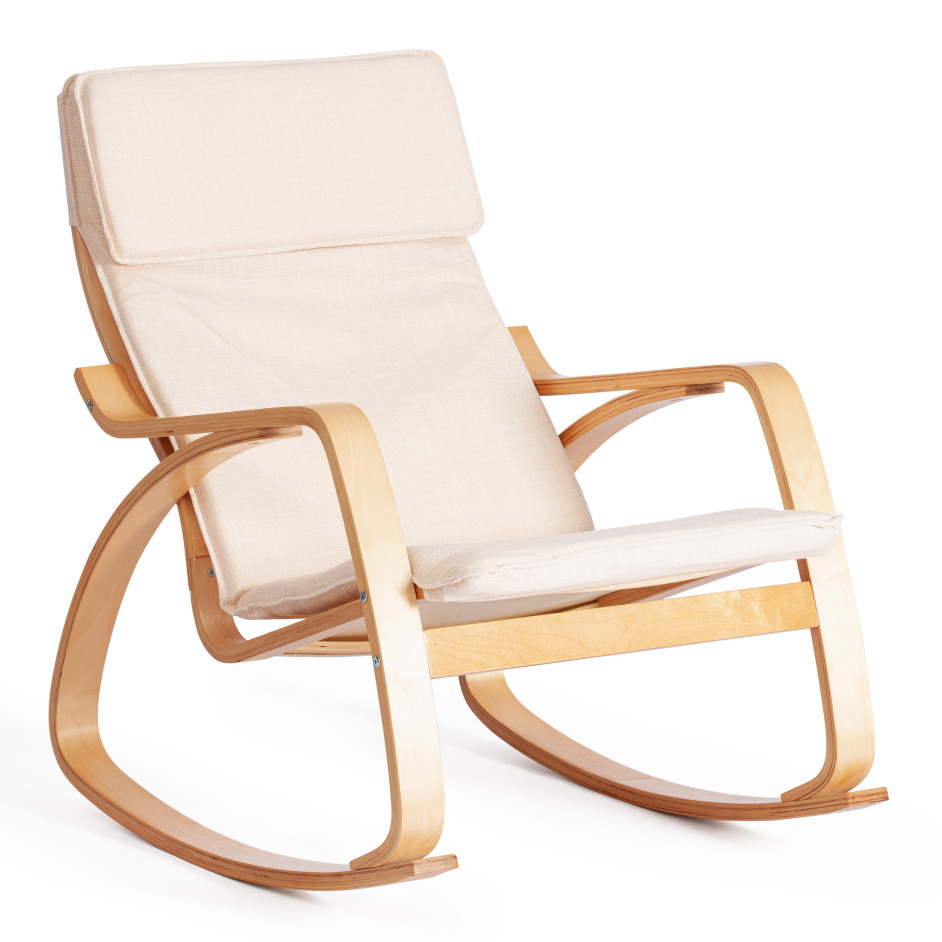 Кресло-качалка mod. AX3005 дерево береза, ткань: полиэстер/хлопок, 61х94,5х104 см, дерево: дуб #3, ткань бежевая 1501-4