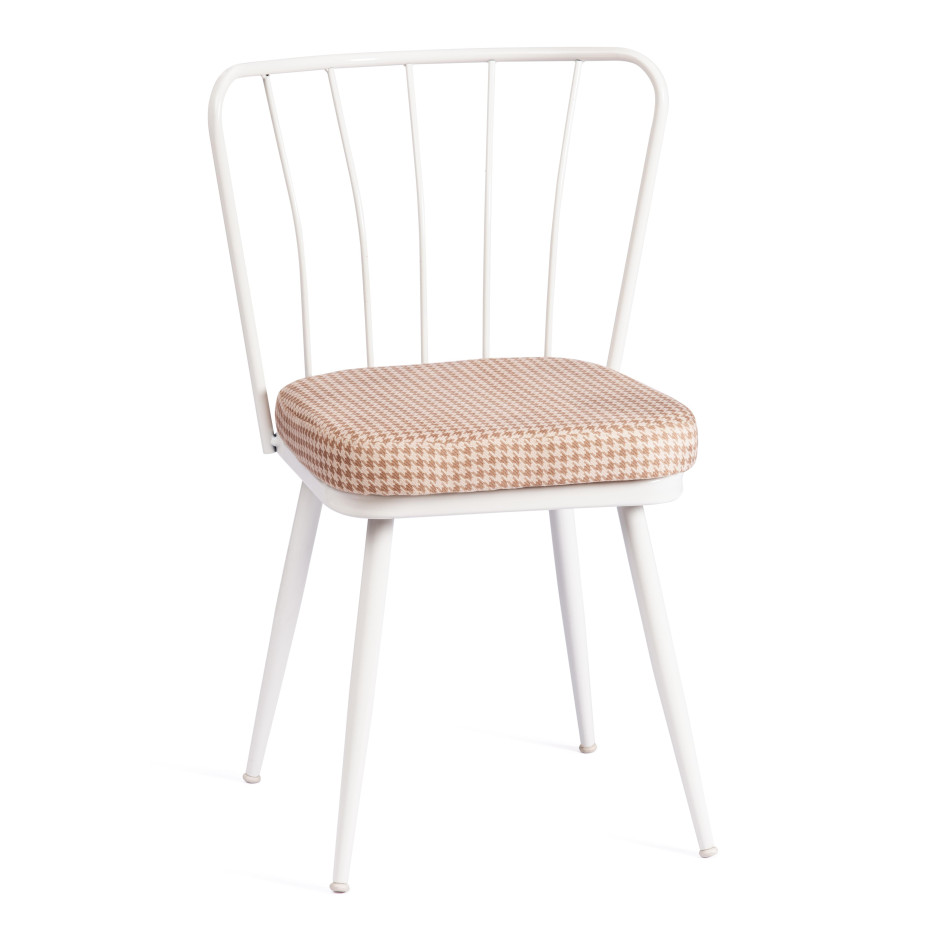 Стул YANIS (mod. 983) металл/ткань,  42.5 х 50.5 х 82.5 см, бело-коричневая клетка