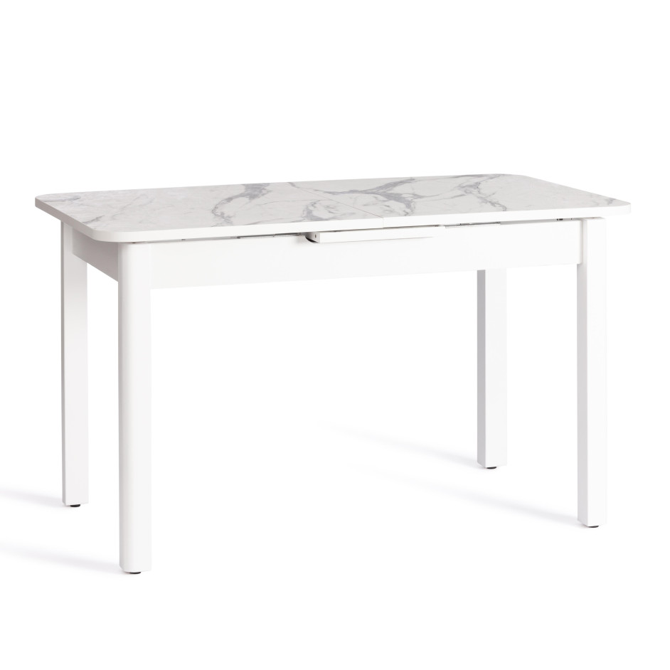Стол ALIGERY ЛДСП/HPL/опора-массив березы , 130 х 75+30 х 75 см, Мрамор светлый/белый