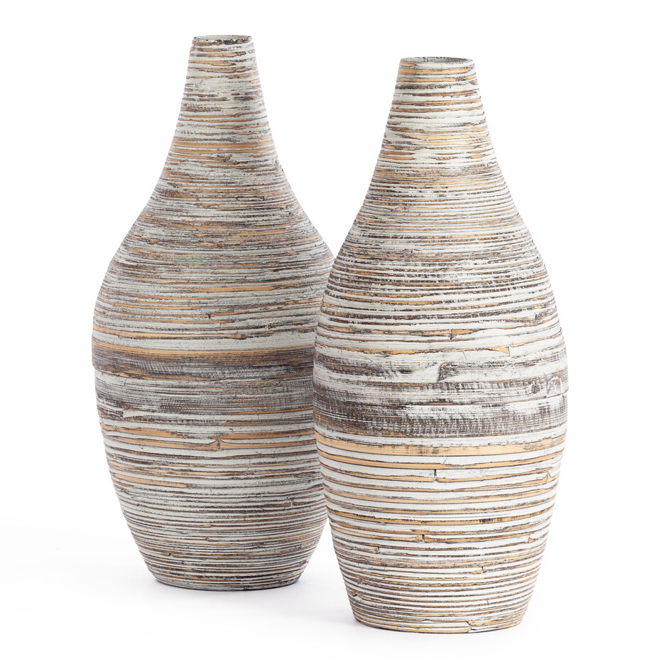 Набор ваз Secret De Maison VITA ( mod. LS-0183 ) бамбук,  25 х 25 х 50 см , 22 х 22 х 45 см, серый/бежевый