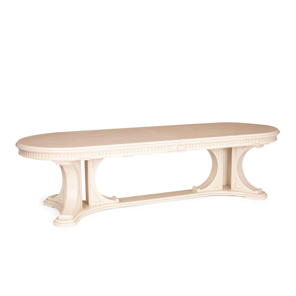 Стол VERSAL овальный бук, мдф, 300 (350/400) х 110 х 78 см, бежевый патина