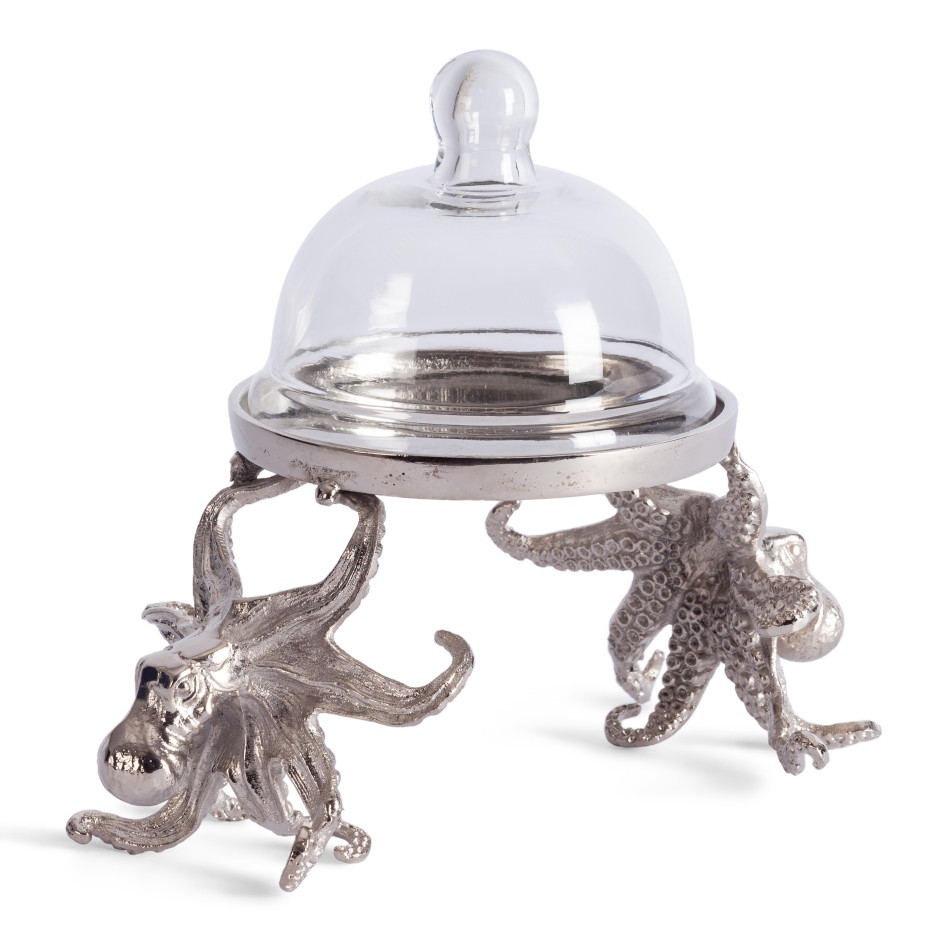 Тортница Secret De Maison OCTOPUS ( mod. 9647 ) алюминиевый сплав, 26x15x23 см, никель/nickel