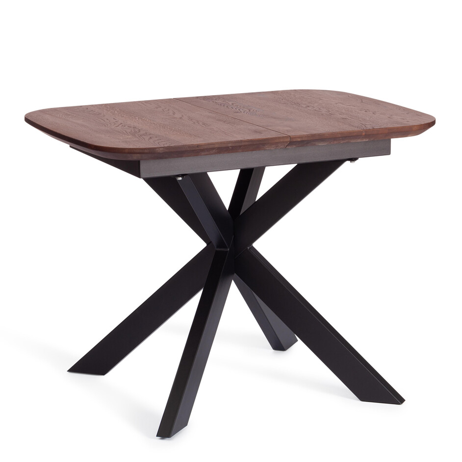 Стол обеденный раскладной Calipso OAK Массив дуба и ольхи/опоры металл, 100+40х75х75,5см, Дуб Антик/черный