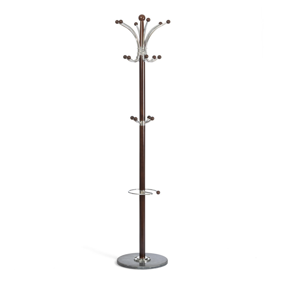 Вешалка Hanami (mod. GH-8617) дерево/хром/мрамор, Black (Черный) / Walnut (Орех), 37x37x175см