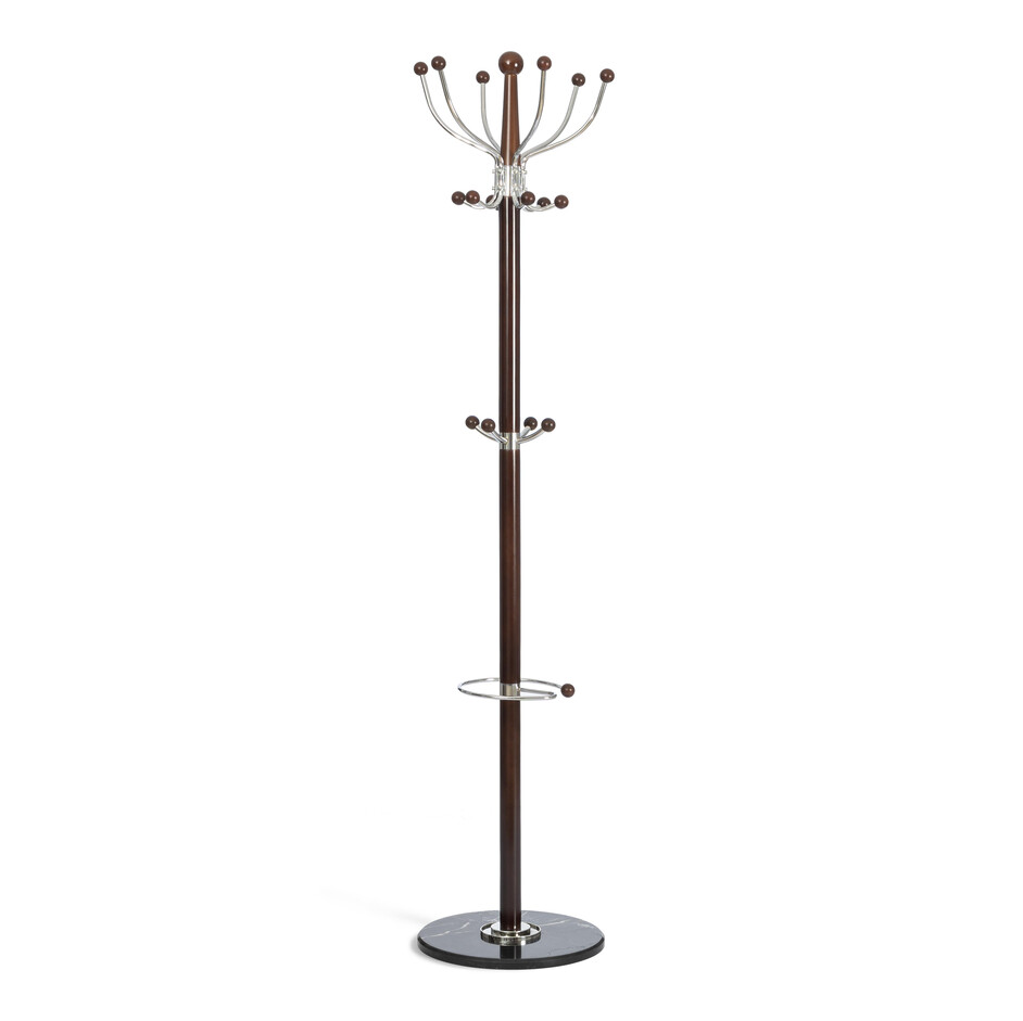 Вешалка Sakura (mod. GH-8606) дерево/хром/мрамор, Black (Черный) / Walnut (Орех), 37x37x175см