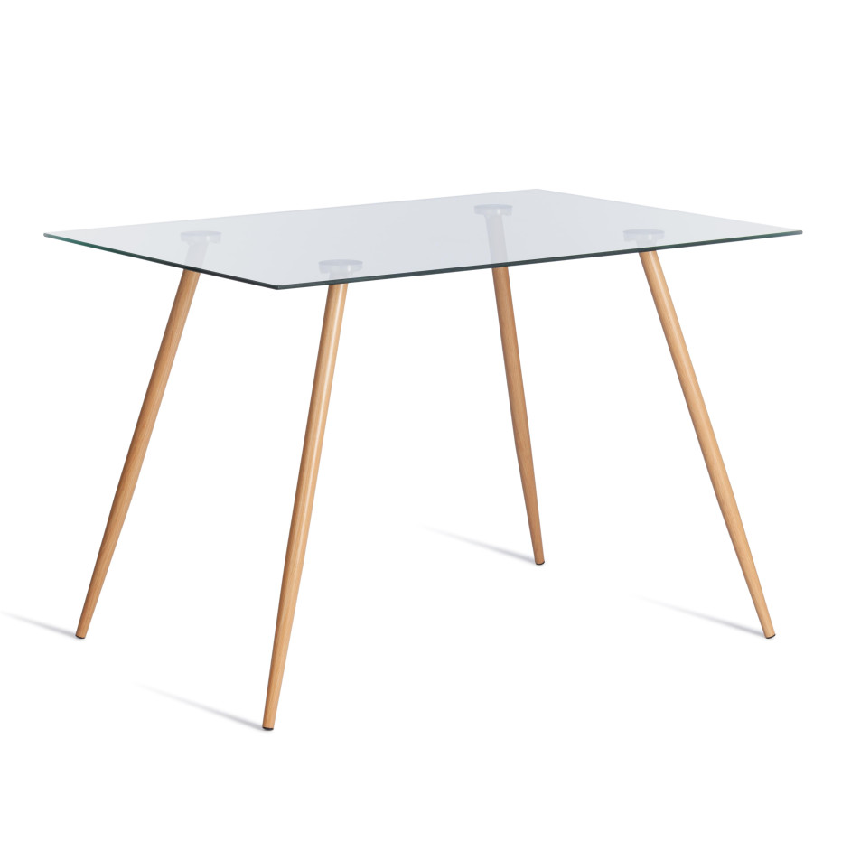 Стол SOPHIA (mod. 5003) металл/стекло (8мм), бук/прозрачный, 110 х 80 х 75 см