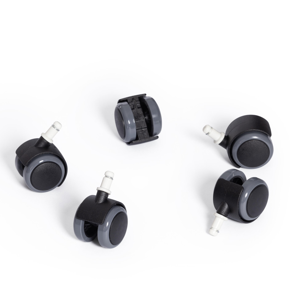 Набор роликов для металл крестовины, ПУ для паркета/ламината, 5 штук, D11 черный