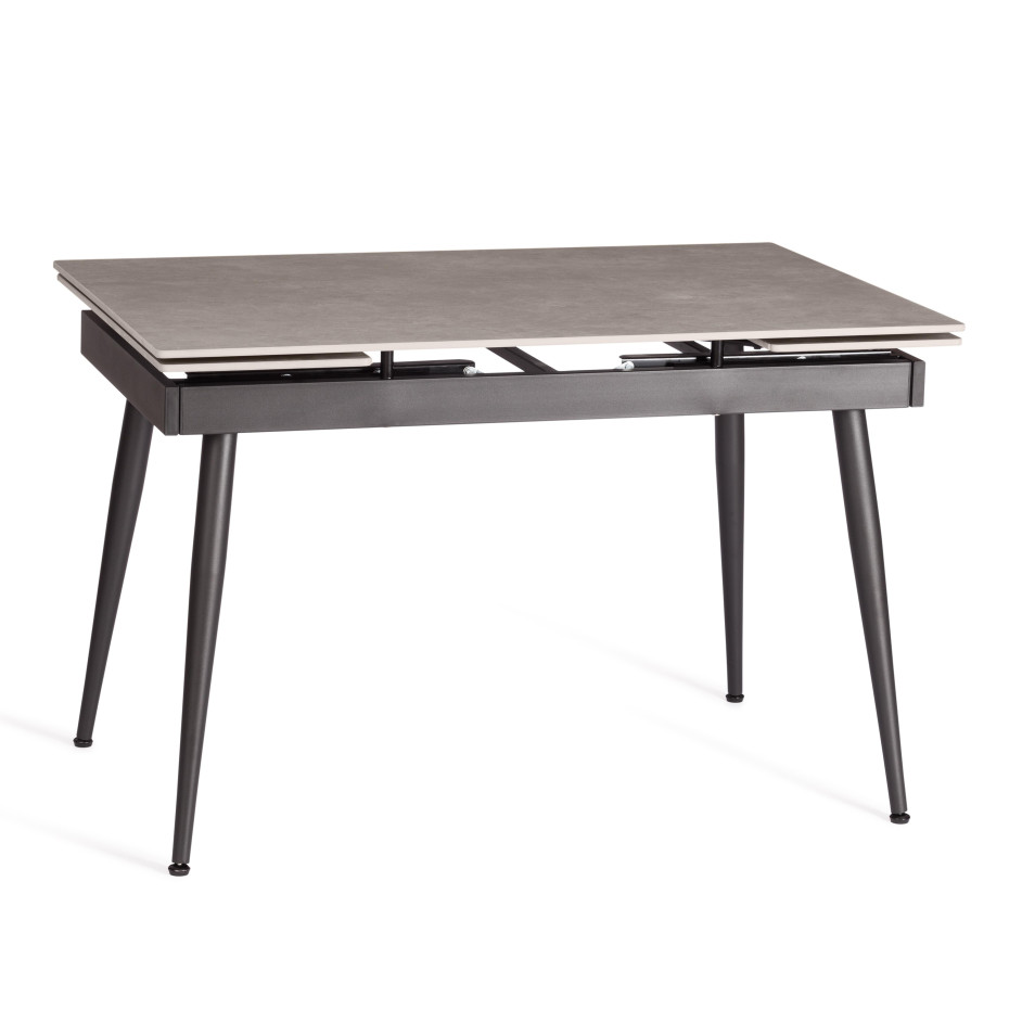 Стол обеденный Lord Grey/Лорд Грей столешница керамика (матовая) /опоры металл, светло-серый/чёрный, (120+30+30)x80x75(+1) см