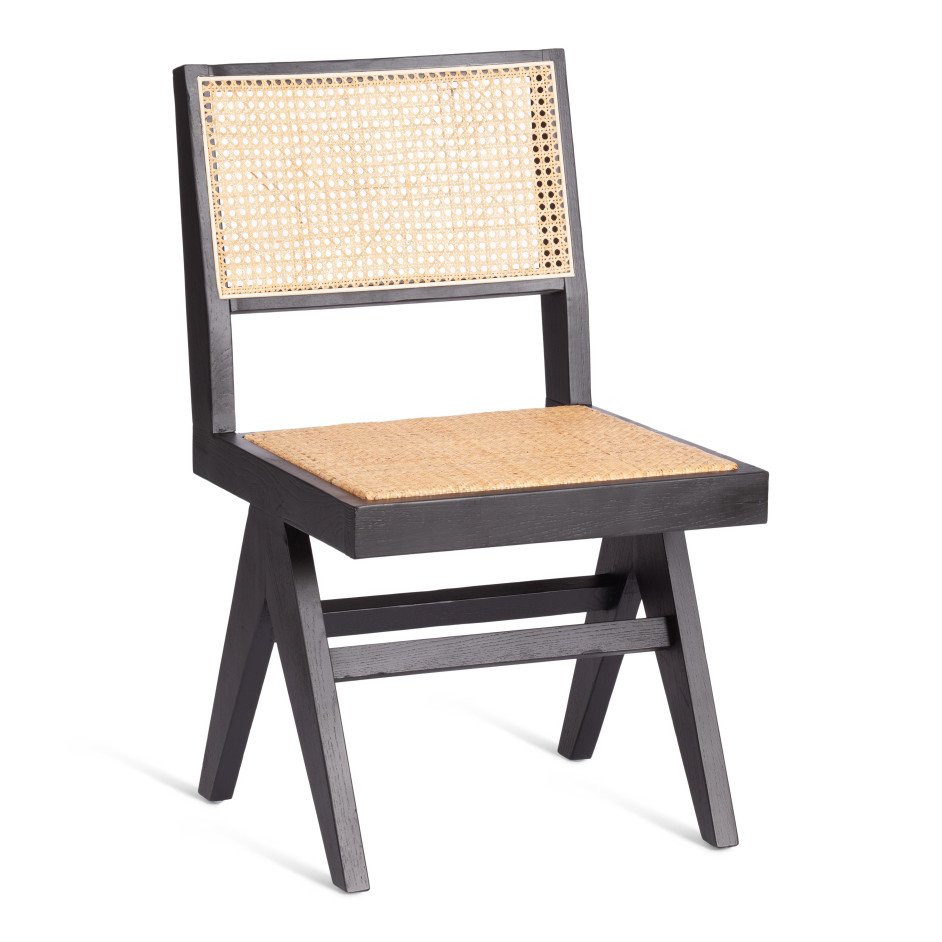 Стул LOKI дерево вяз/ротанг, 51х44х86 см, черный