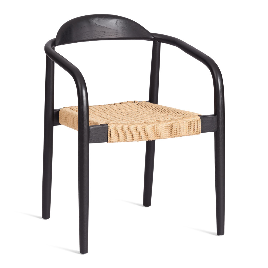 Стул MIDGARD дерево вяз/бечевка, черный, 50х51х78,5 см