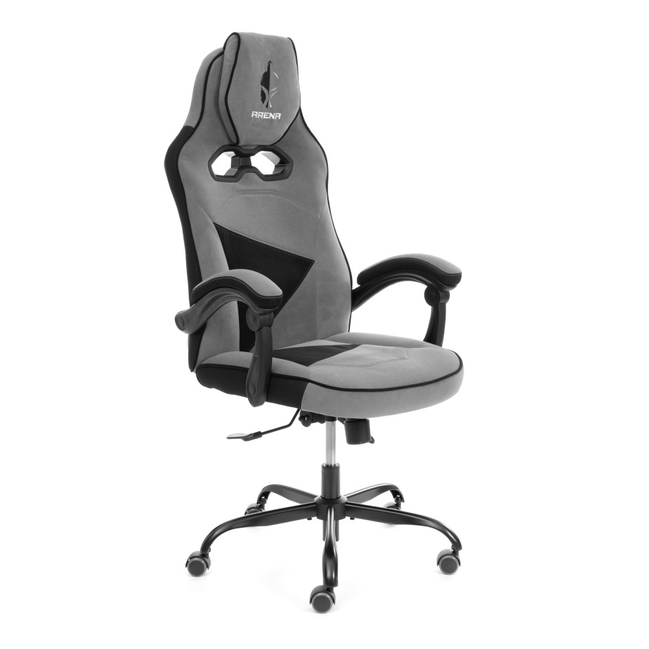 Кресло Arena metalBL велюр, серый/черный, 29/35