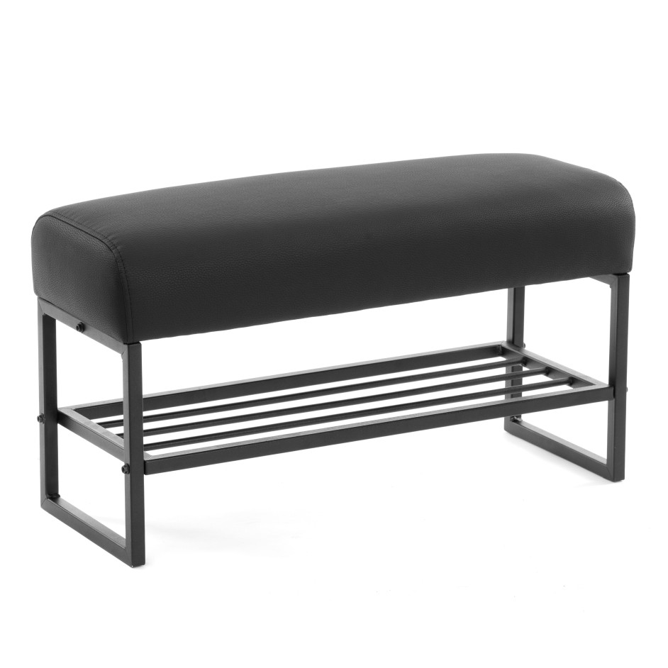 Банкетка-обувница Charli Lux/Чарли Люкс экокожа , Sharp Чёрный