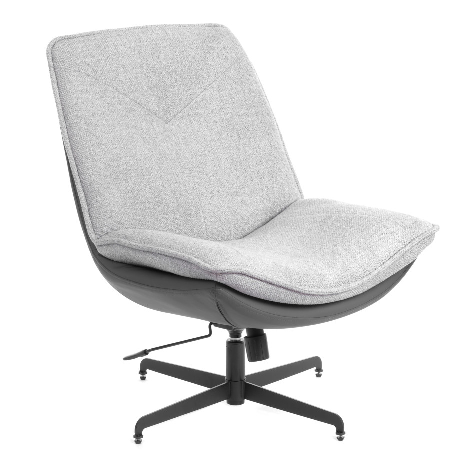 Кресло лаунж Cosmo велюр/букле (HYP)/экокожа, светло-серый/графит