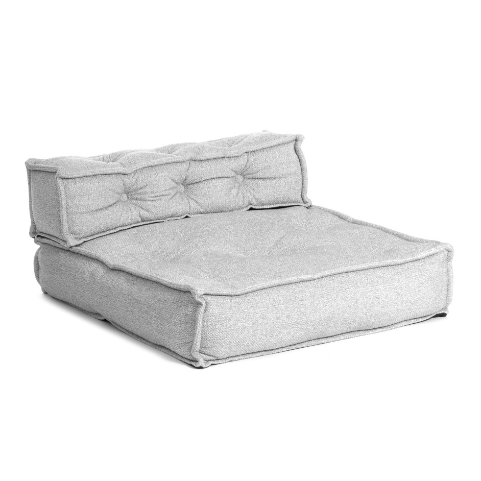 Модуль мягкий прямой Miracle велюр/букле, VT shape silver, 80x80x42 см