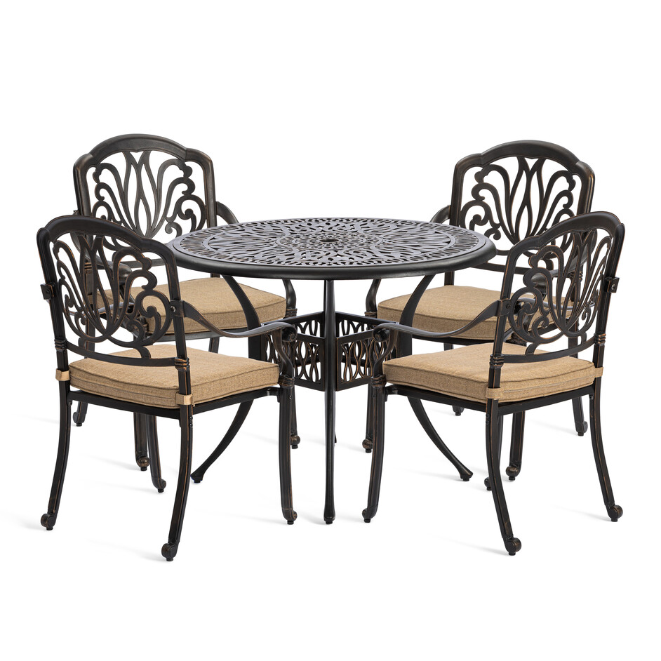 Комплект Secret de Maison Quartet/Квартет (стол+4 стула) алюминиевый сплав, бронзовый