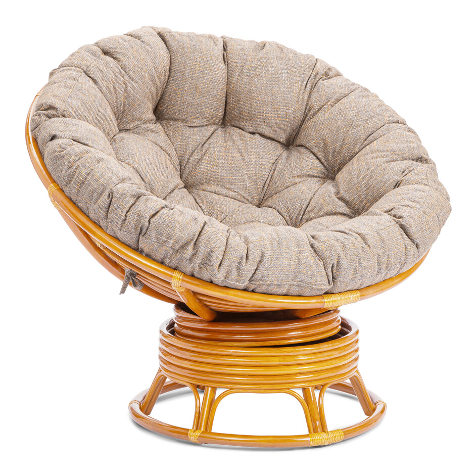 Кресло-качалка PAPASAN/ПАПАСАН W 23/01 B /с подушкой/ 115х78х104см, медовый, подушка рогожка, меланж